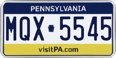 PA license plate MQX5545