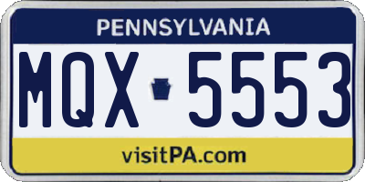 PA license plate MQX5553