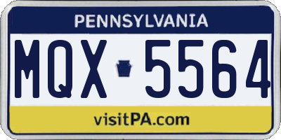 PA license plate MQX5564