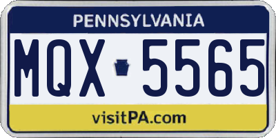 PA license plate MQX5565