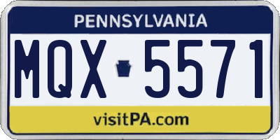 PA license plate MQX5571