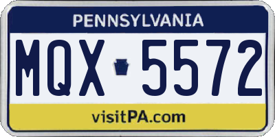 PA license plate MQX5572