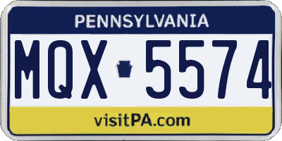 PA license plate MQX5574