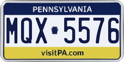 PA license plate MQX5576