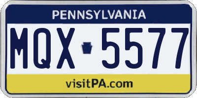 PA license plate MQX5577