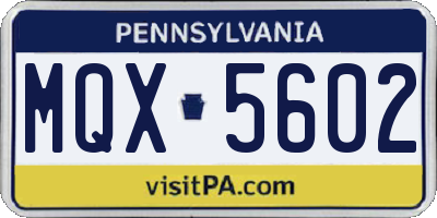 PA license plate MQX5602