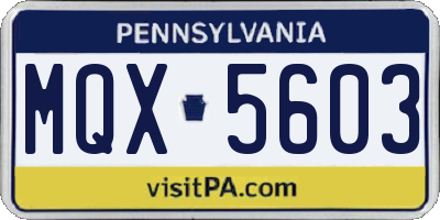 PA license plate MQX5603