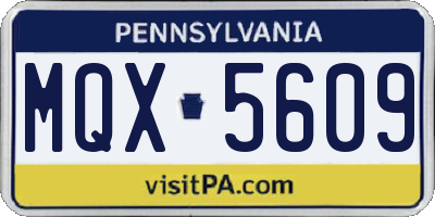 PA license plate MQX5609