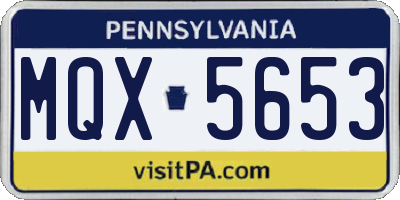 PA license plate MQX5653