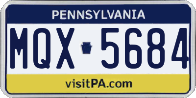 PA license plate MQX5684