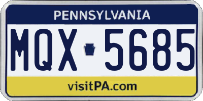 PA license plate MQX5685