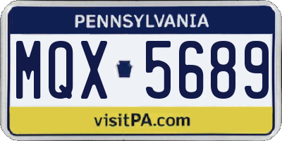 PA license plate MQX5689