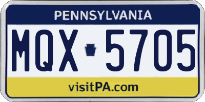 PA license plate MQX5705