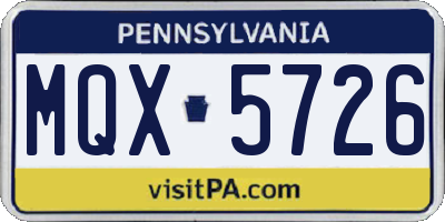 PA license plate MQX5726