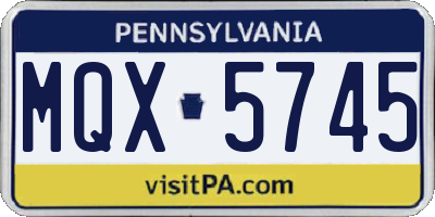 PA license plate MQX5745