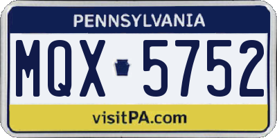 PA license plate MQX5752