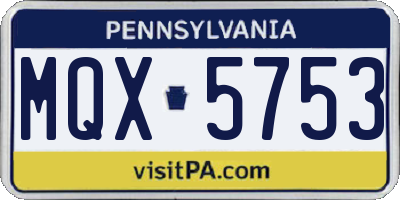 PA license plate MQX5753