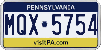PA license plate MQX5754