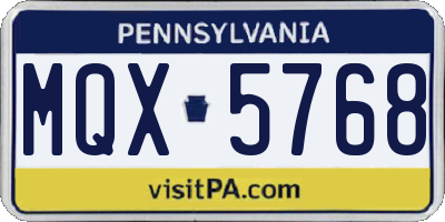 PA license plate MQX5768