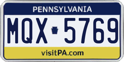 PA license plate MQX5769