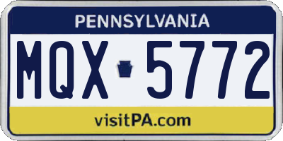 PA license plate MQX5772