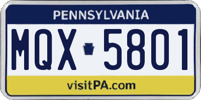 PA license plate MQX5801