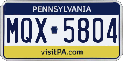 PA license plate MQX5804