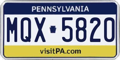PA license plate MQX5820