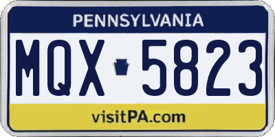 PA license plate MQX5823