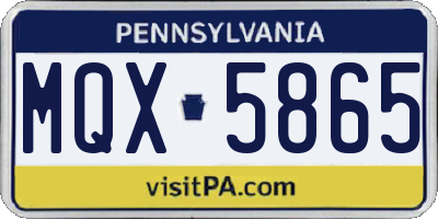 PA license plate MQX5865