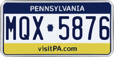 PA license plate MQX5876