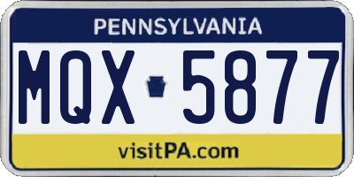 PA license plate MQX5877
