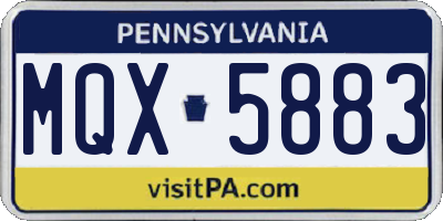PA license plate MQX5883