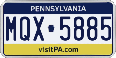 PA license plate MQX5885