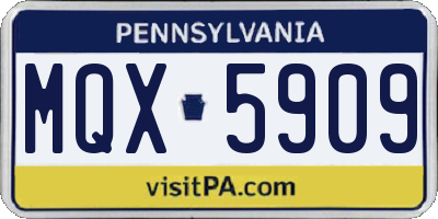 PA license plate MQX5909