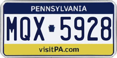 PA license plate MQX5928