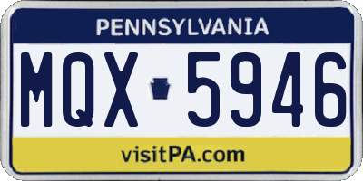 PA license plate MQX5946