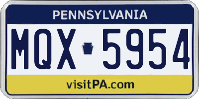 PA license plate MQX5954