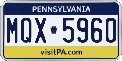 PA license plate MQX5960