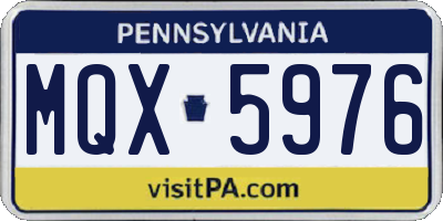 PA license plate MQX5976