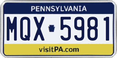 PA license plate MQX5981