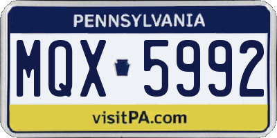 PA license plate MQX5992