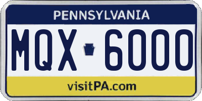 PA license plate MQX6000