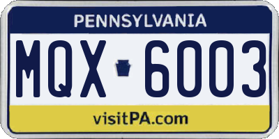 PA license plate MQX6003