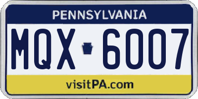 PA license plate MQX6007