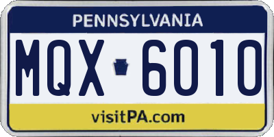PA license plate MQX6010