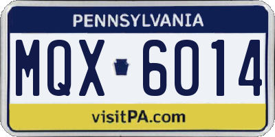 PA license plate MQX6014
