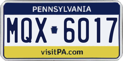 PA license plate MQX6017