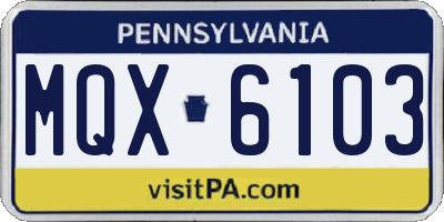 PA license plate MQX6103