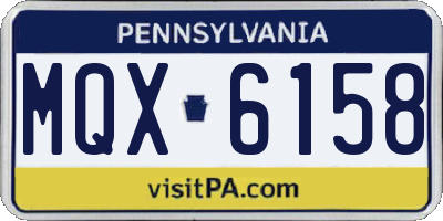 PA license plate MQX6158
